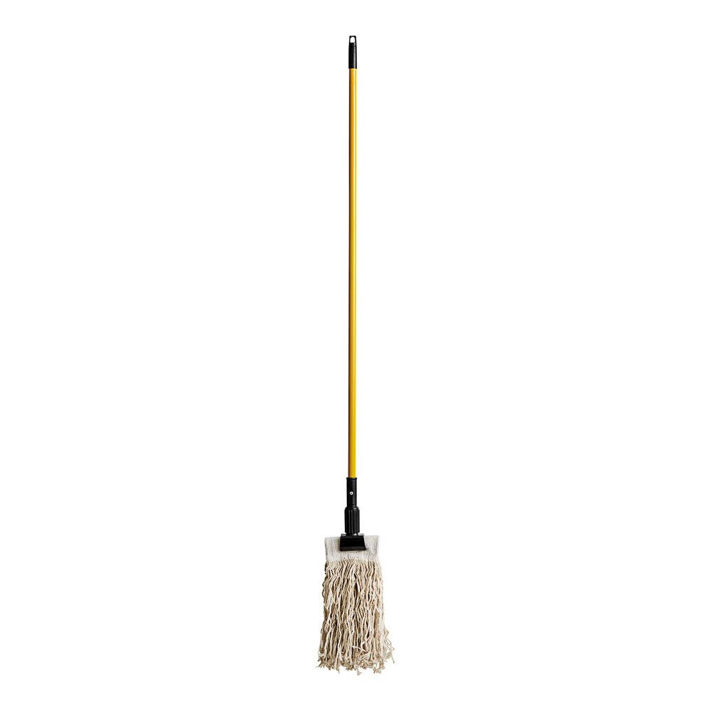 Lavex Wet Mop Kit with (12) 16 oz. #24 Cut-End Wet Mop Heads and Jaw Style Mop Handle