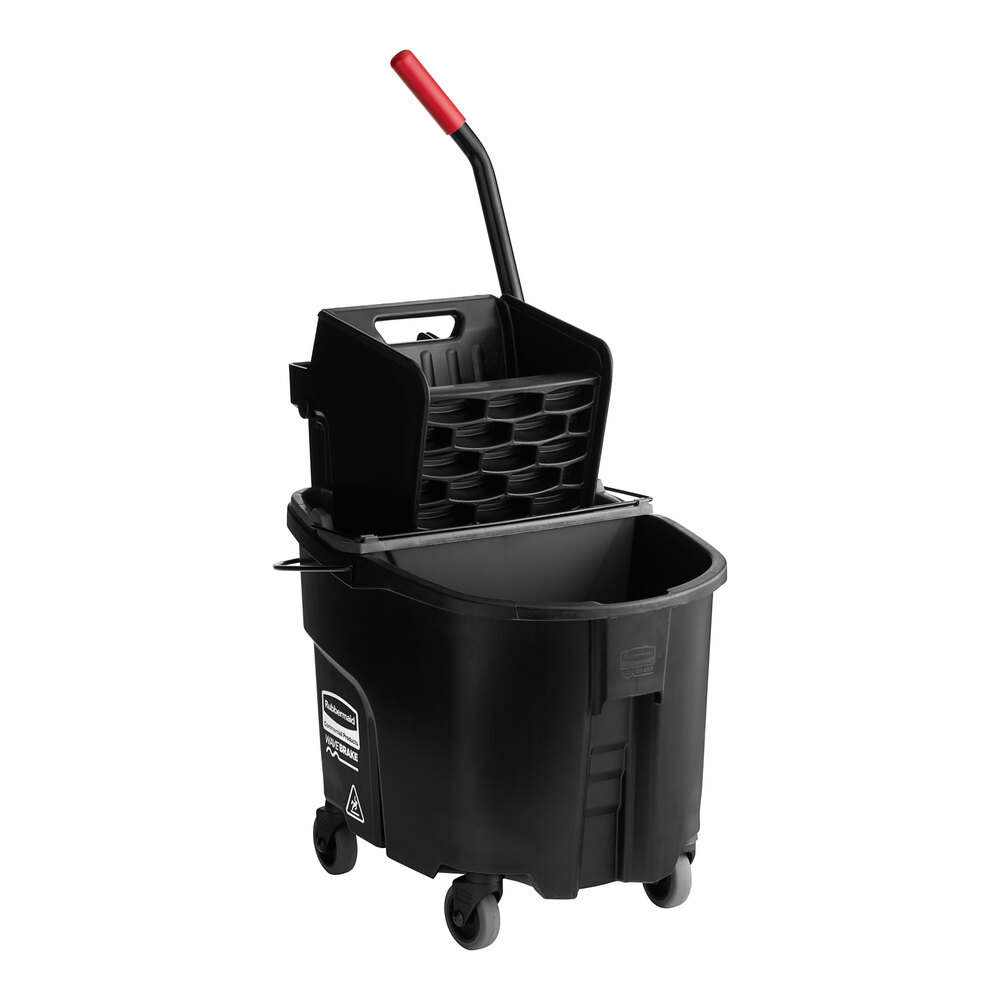 Rubbermaid® 1863896 Executive Series WaveBrake® 35 Qt. Black Mop Bucket with Side Press Wringer and Dirty Water Bucket