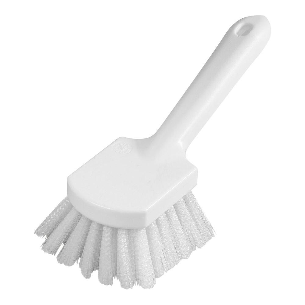 Carlisle Sparta 4054500 8" White Floating Utility / Pot Scrub Brush with Stiff Polyester Bristles