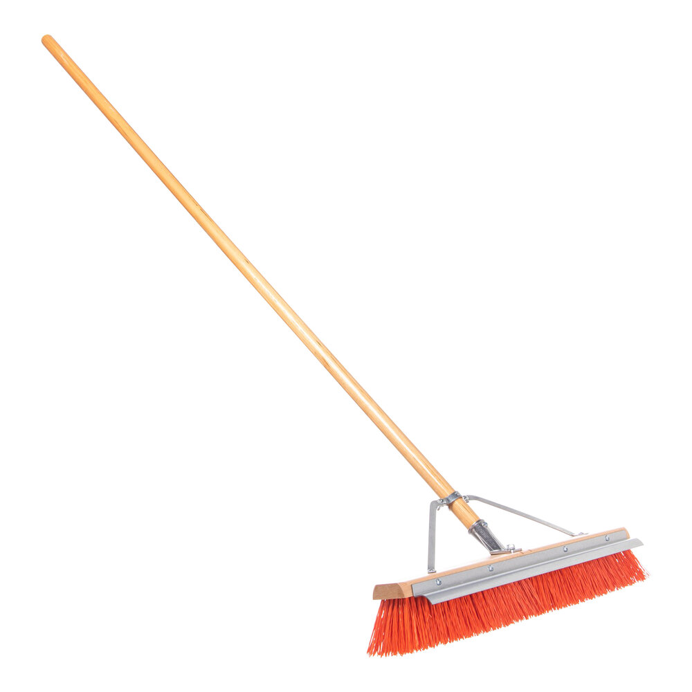 Carlisle Flo-Pac 36952424 24" Hardwood Push Broom with 60" Handle and Steel Scraper Blade