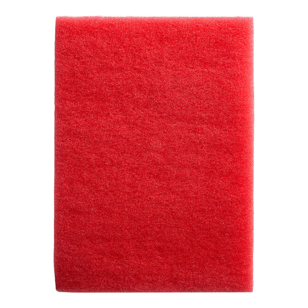 Lavex Basics 14" x 20" Red Buffing Floor Machine Pad - 5/Case