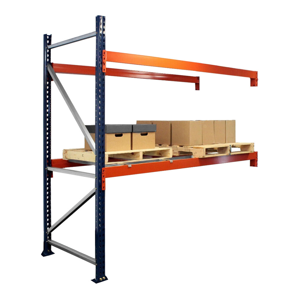 Interlake Mecalux 144" x 48" x 144" Blue / Orange Heavy-Duty Bolted Teardrop Pallet Rack Add-On 3141444859E144A - 6,250 lb. Individual Shelf Capacity