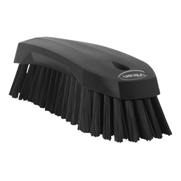 Vikan 38909 7 15/16" Black Scrub Brush with Stiff Bristles
