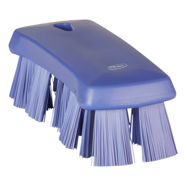 Vikan 38918 6 15/16" Purple Ultra Safe Technology Hand Brush with Stiff Bristles