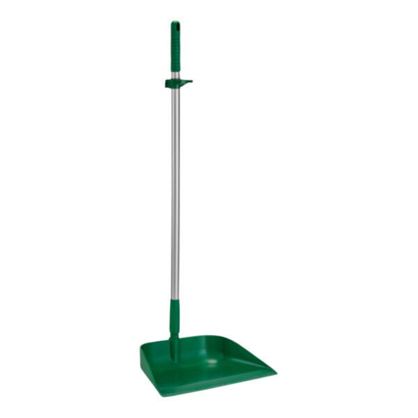 Vikan 56622 13" Green Upright Dustpan with 36" Handle