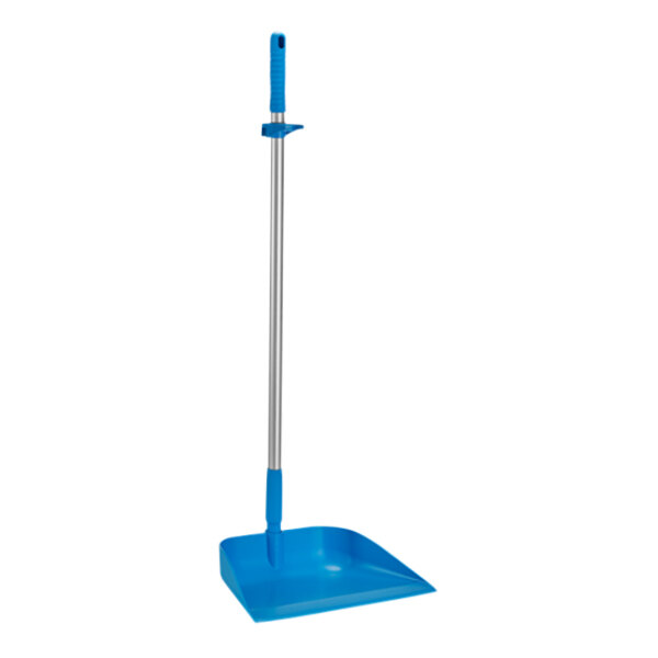 Vikan 56623 13" Blue Upright Dustpan with 36" Handle