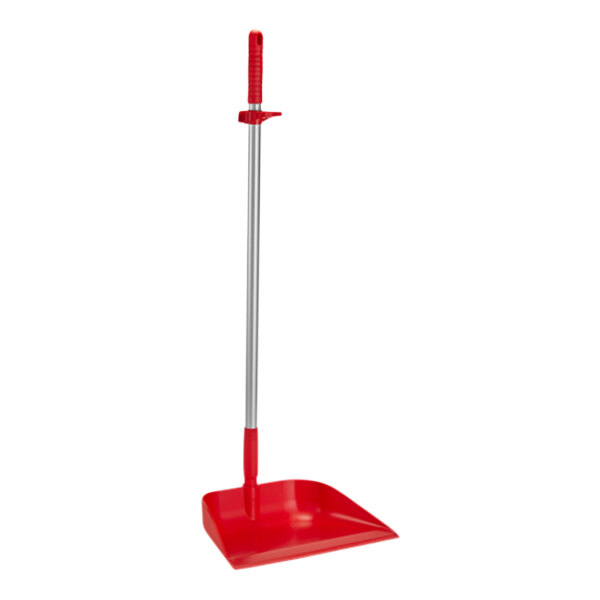 Vikan 56624 13" Red Upright Dustpan with 36" Handle