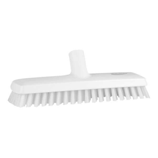 Vikan 70415 10 1/2" White Water Fed Deck Scrub Head with Extra Stiff Bristles