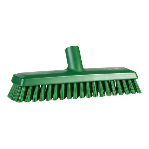 Vikan 70432 10 1/2" Green Water Fed Deck Scrub Head with Medium Bristles