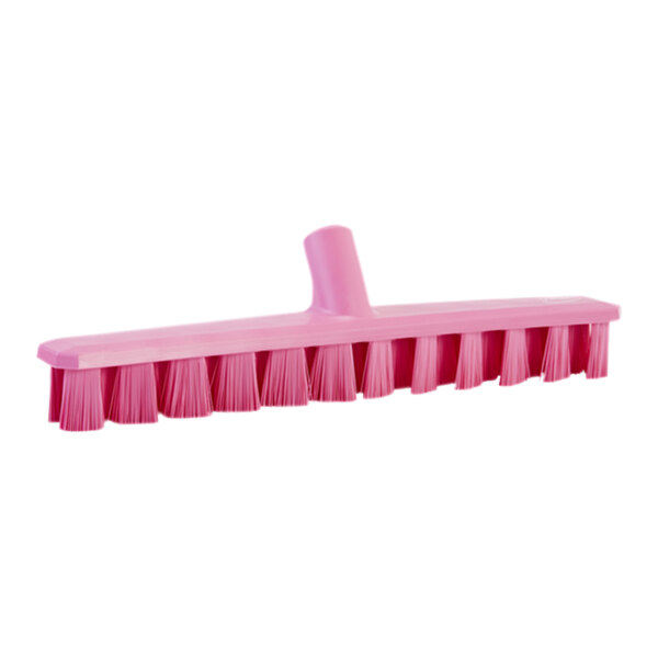 Vikan Ultra Safe Technology 70641 16" Pink Deck Scrub Head Head with Stiff Bristles
