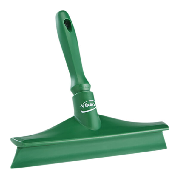 Vikan 71252 9 5/8" Green Ultra-Hygienic Single Blade Rubber Table Squeegee with Plastic Frame