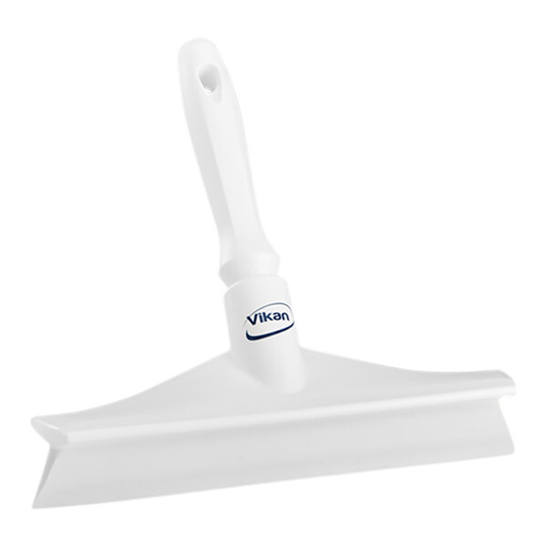 Vikan 71255 9 5/8" White Ultra-Hygienic Single Blade Rubber Table Squeegee with Plastic Frame