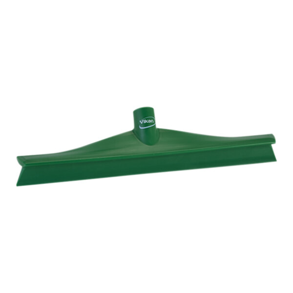 Vikan 71402 15 3/4" Green Ultra-Hygienic Single Blade Rubber Floor Squeegee with Plastic Frame
