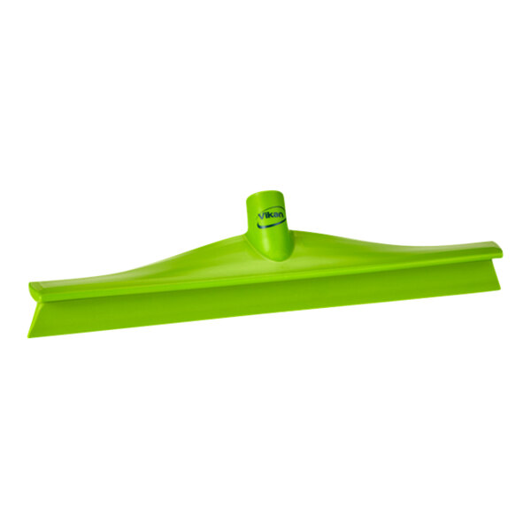Vikan 714077 15 3/4" Lime Ultra-Hygienic Single Blade Rubber Floor Squeegee with Plastic Frame