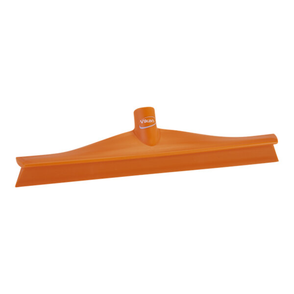 Vikan 71407 15 3/4" Orange Ultra-Hygienic Single Blade Rubber Floor Squeegee with Plastic Frame