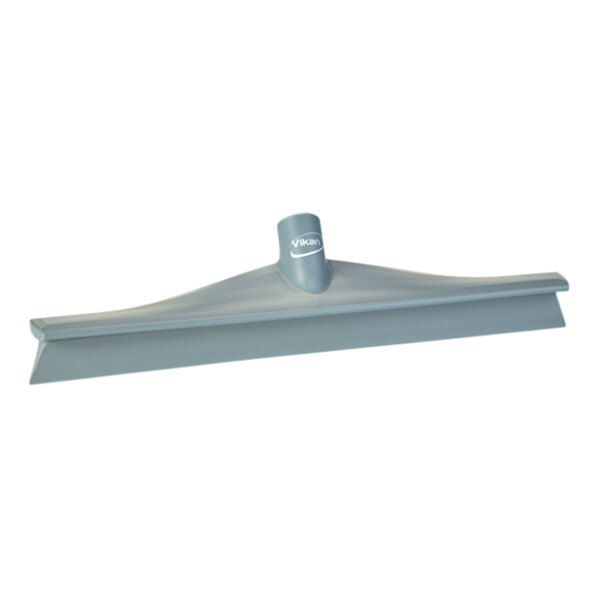 Vikan 714088 15 3/4" Gray Ultra-Hygienic Single Blade Rubber Floor Squeegee with Plastic Frame