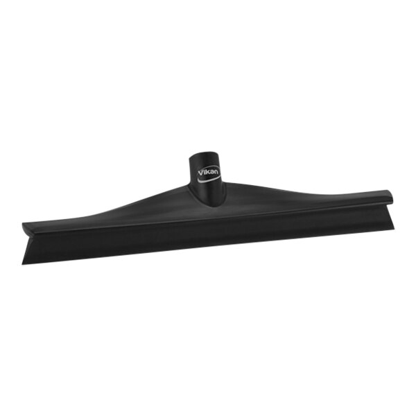 Vikan 71409 15 3/4" Black Ultra-Hygienic Single Blade Rubber Floor Squeegee with Plastic Frame