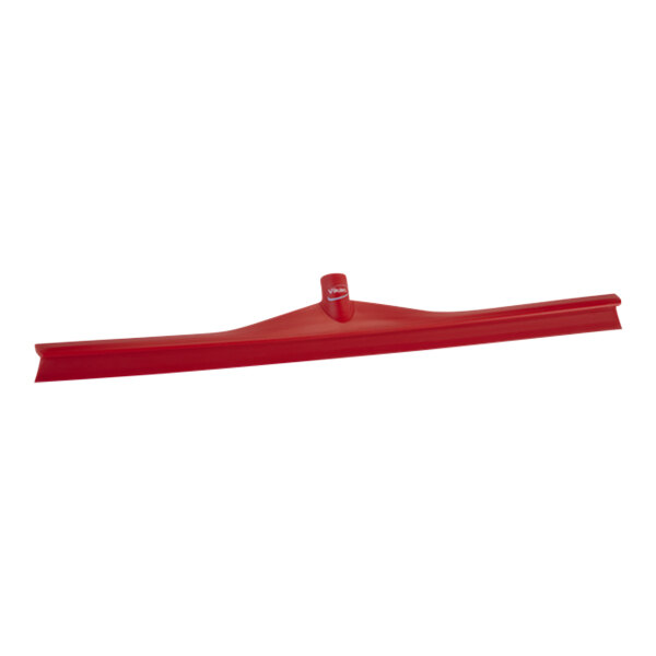 Vikan 71704 27 5/8" Red Ultra-Hygienic Single Blade Rubber Floor Squeegee with Plastic Frame
