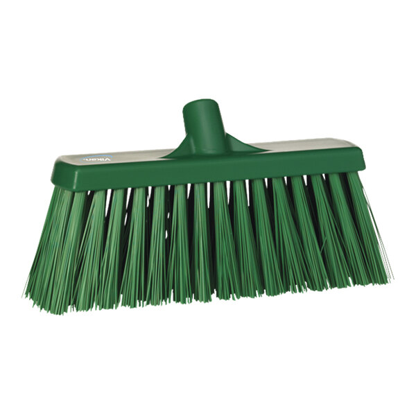 Vikan 29152 13" Green Push Broom Head with Extra Stiff Bristles
