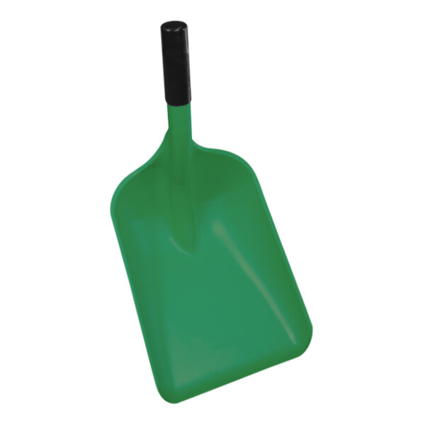 Vikan 10" Wide Green / Black Polypropylene Medium Blade Pan Safety Shovel with End Cap 6895SS