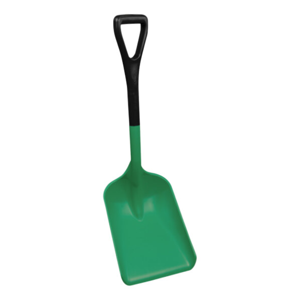 Vikan 10" Wide Green / Black Polypropylene Medium Blade Safety Shovel with Short Handle 6898SS