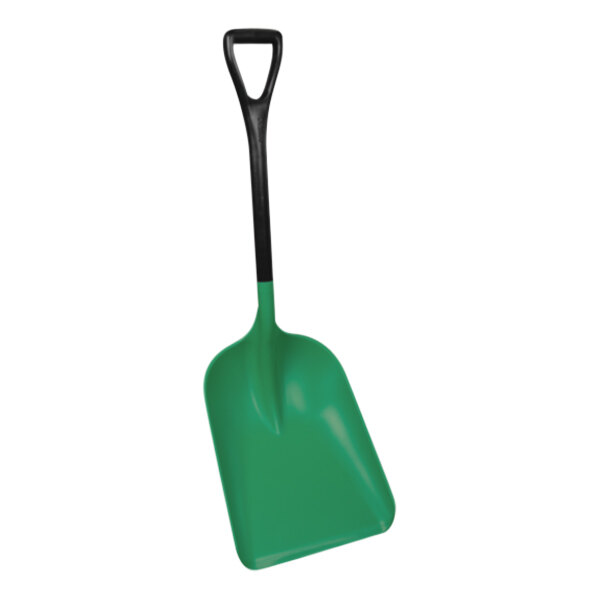 Vikan 14" Wide Green / Black Polypropylene Large Blade Safety Shovel with Standard Handle 6900SS