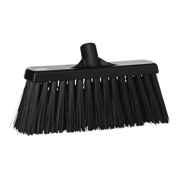 Vikan 29159 13" Black Push Broom Head with Extra Stiff Bristles
