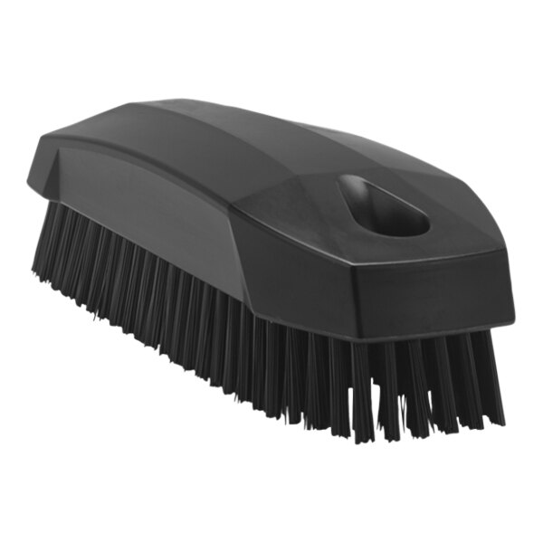Vikan 64409 5 1/8" Black Hand / Nail Brush with Stiff Polyester Bristles