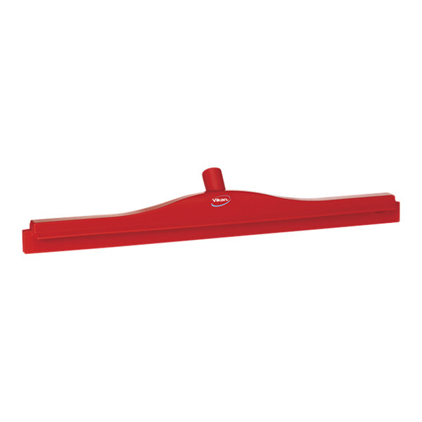 Vikan 77144 23 5/8" Red Ultra-Hygienic Double Blade Rubber Floor Squeegee with Plastic Frame and Replacement Cassette