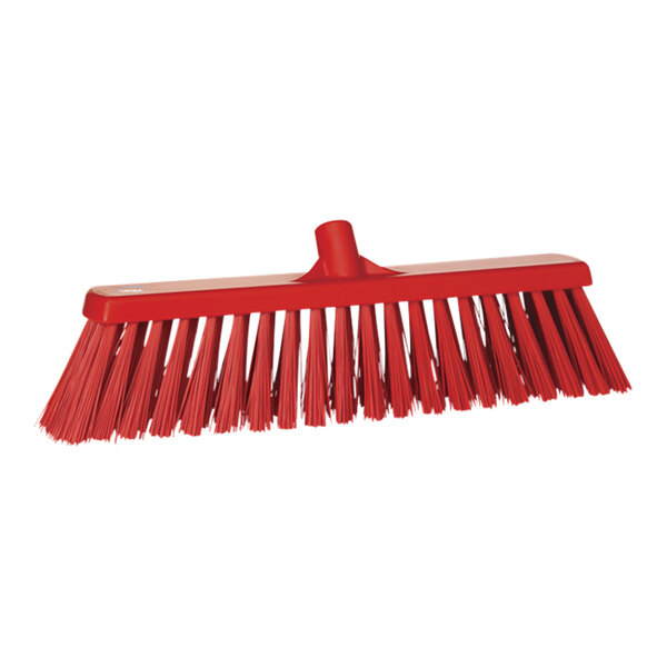 Vikan 29204 21" Red Push Broom Head with Extra Stiff Bristles