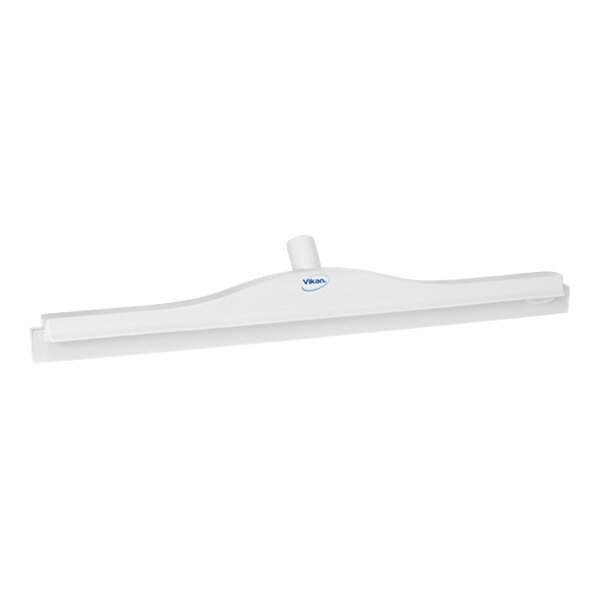 Vikan 77145 23 5/8" White Ultra-Hygienic Double Blade Rubber Floor Squeegee with Plastic Frame and Replacement Cassette