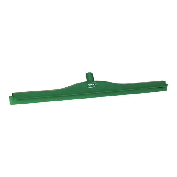 Vikan 77152 27 5/8" Green Ultra-Hygienic Double Blade Rubber Floor Squeegee with Plastic Frame and Replacement Cassette
