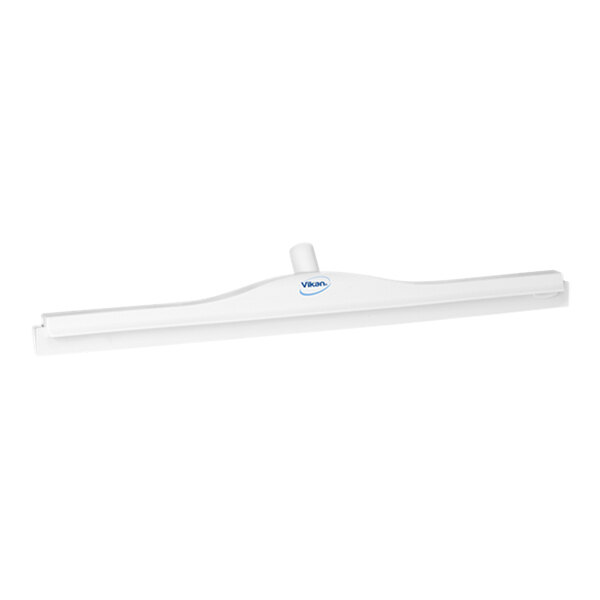 Vikan 77155 27 5/8" White Ultra-Hygienic Double Blade Rubber Floor Squeegee with Plastic Frame and Replacement Cassette