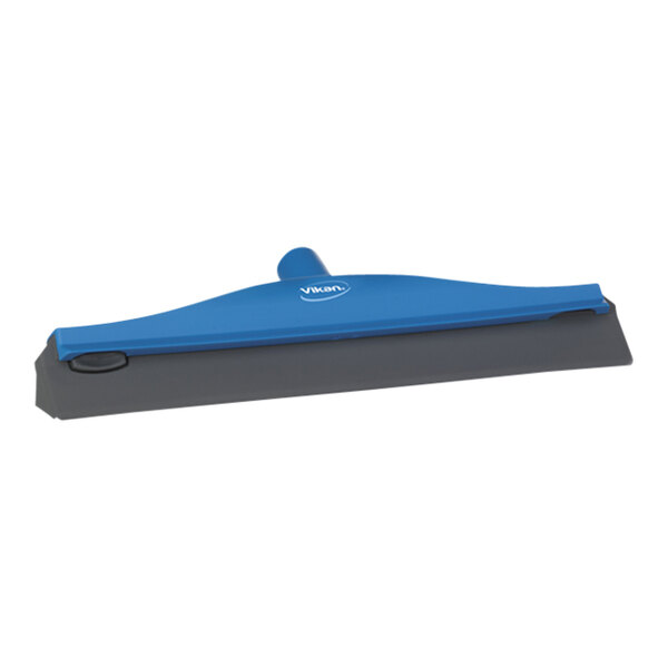 Vikan 77163 15 3/4" Blue Single Blade Rubber Condensation Squeegee with Plastic Frame