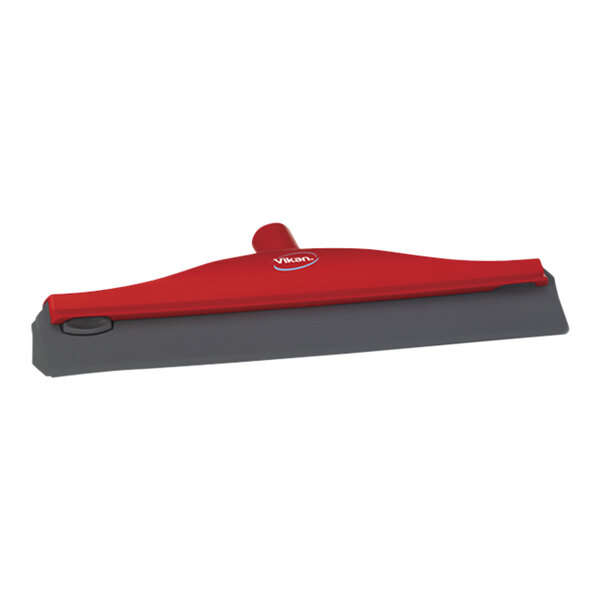 Vikan 77164 15 3/4" Red Single Blade Rubber Condensation Squeegee with Plastic Frame
