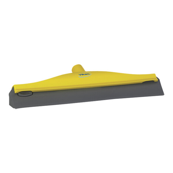 Vikan 77166 15 3/4" Yellow Single Blade Rubber Condensation Squeegee with Plastic Frame