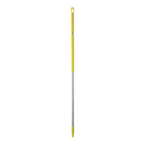 Vikan 29396 59 7/16" Yellow Threaded Stainless Steel Handle