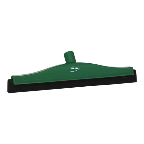 Vikan 77522 15 3/4" Green Double Blade Rubber Floor Squeegee with Plastic Frame and Replacement Cassette