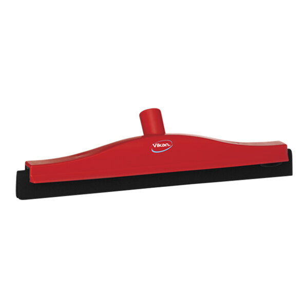 Vikan 77524 15 3/4" Red Double Blade Rubber Floor Squeegee with Plastic Frame and Replacement Cassette