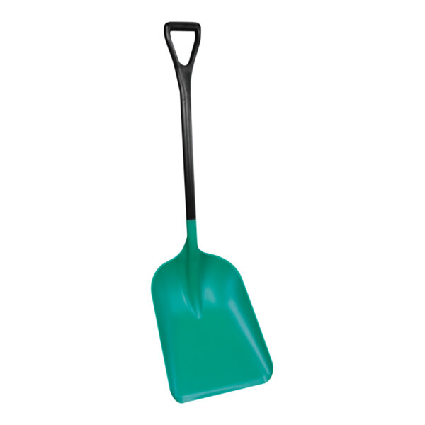 Vikan 14" Wide Green / Black Polypropylene Large Blade Safety Shovel with Extended Handle 6985SS