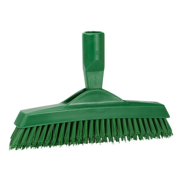 Vikan 70402 8 15/16" Green Angle-Adjustable Grout Brush with Extra Stiff Bristles
