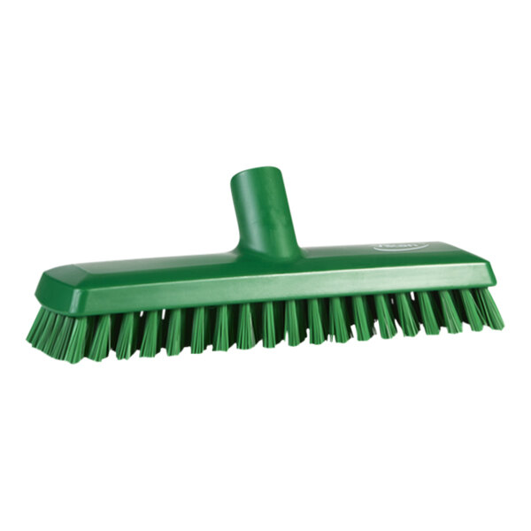 Vikan 70412 10 1/2" Green Water Fed Deck Scrub Head with Extra Stiff Bristles