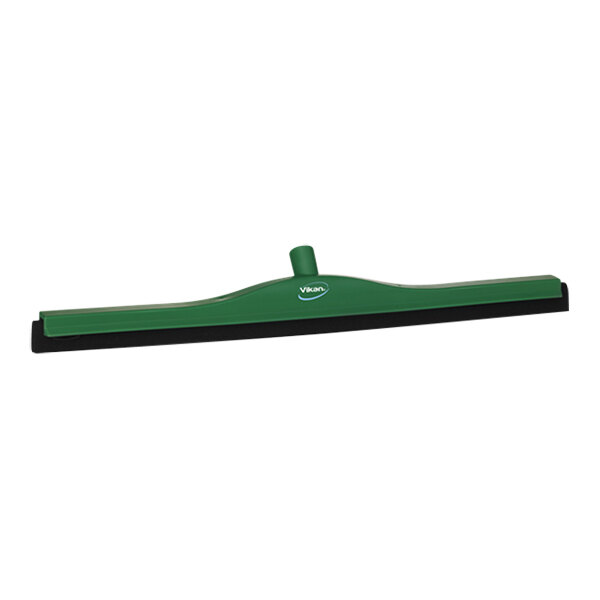 Vikan 77552 27 5/8" Green Double Blade Rubber Floor Squeegee with Plastic Frame and Replacement Cassette