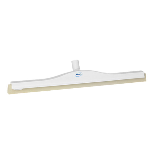 Vikan 77645 23 5/8" White Double Blade Rubber Revolving Neck Floor Squeegee with Plastic Frame and Replacement Cassette