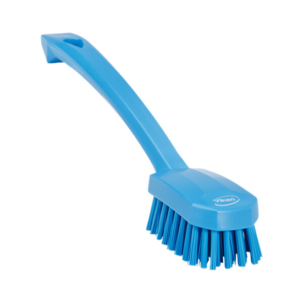 Vikan 30883 10 3/16" Blue Utility Brush with Medium Bristles