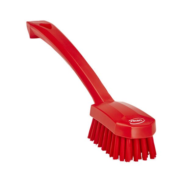 Vikan 30884 10 3/16" Red Utility Brush with Medium Bristles