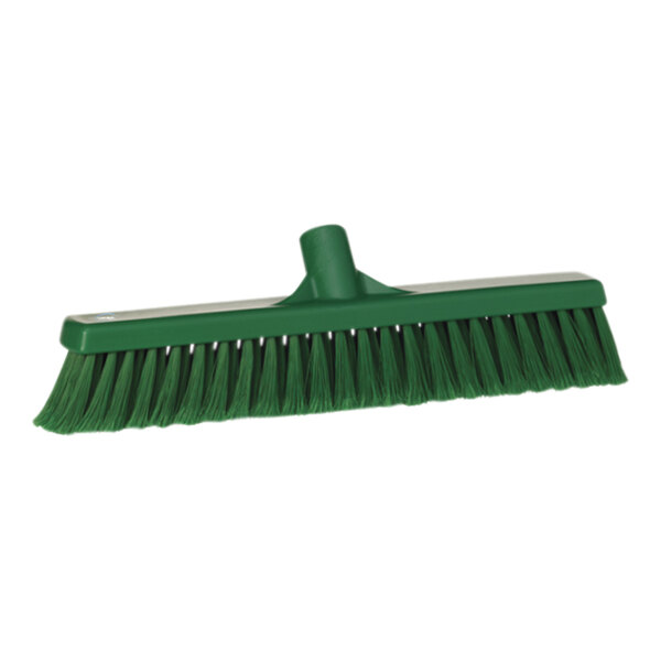 Vikan 31782 16" Green Push Broom Head with Soft / Split Bristles
