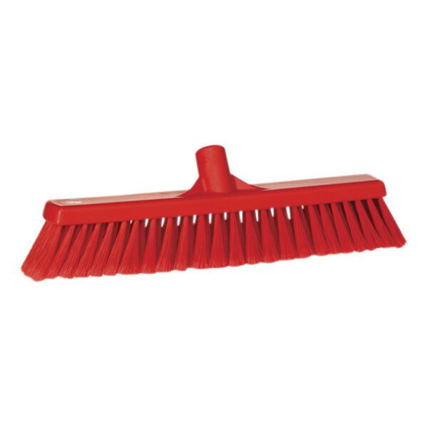 Vikan 31784 16" Red Push Broom Head with Soft / Split Bristles
