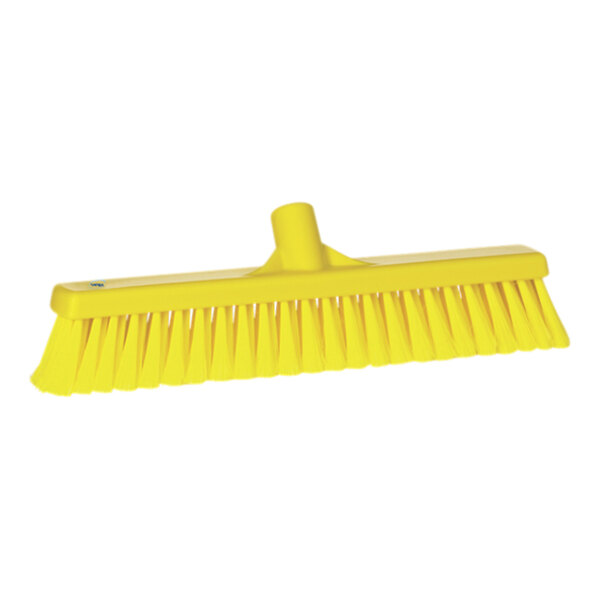 Vikan 31786 16" Yellow Push Broom Head with Soft / Split Bristles