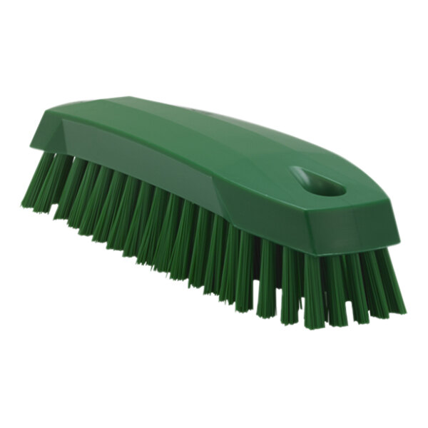Vikan 35872 6 1/2" Green Scrub Brush with Stiff Bristles